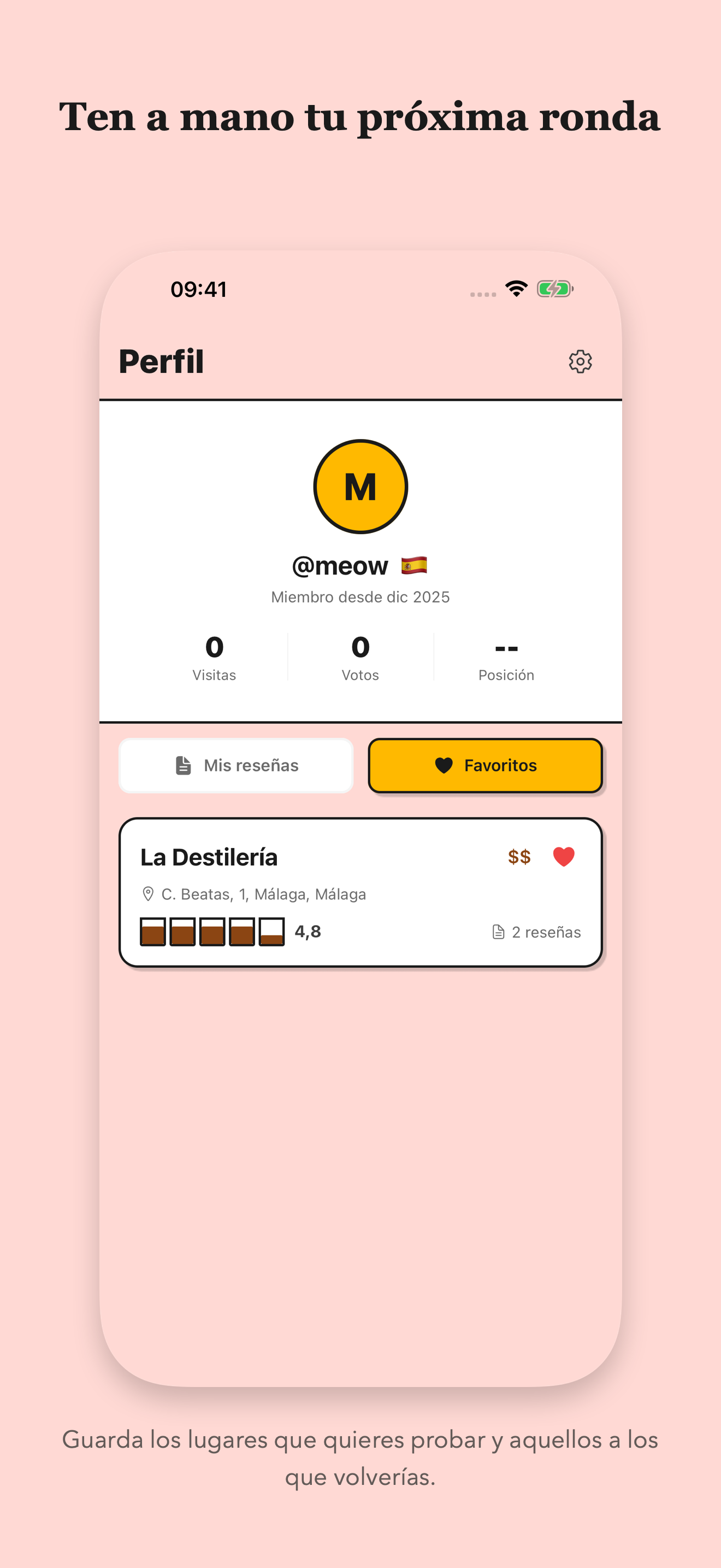Lista de lugares guardados con La Destilería en Málaga.